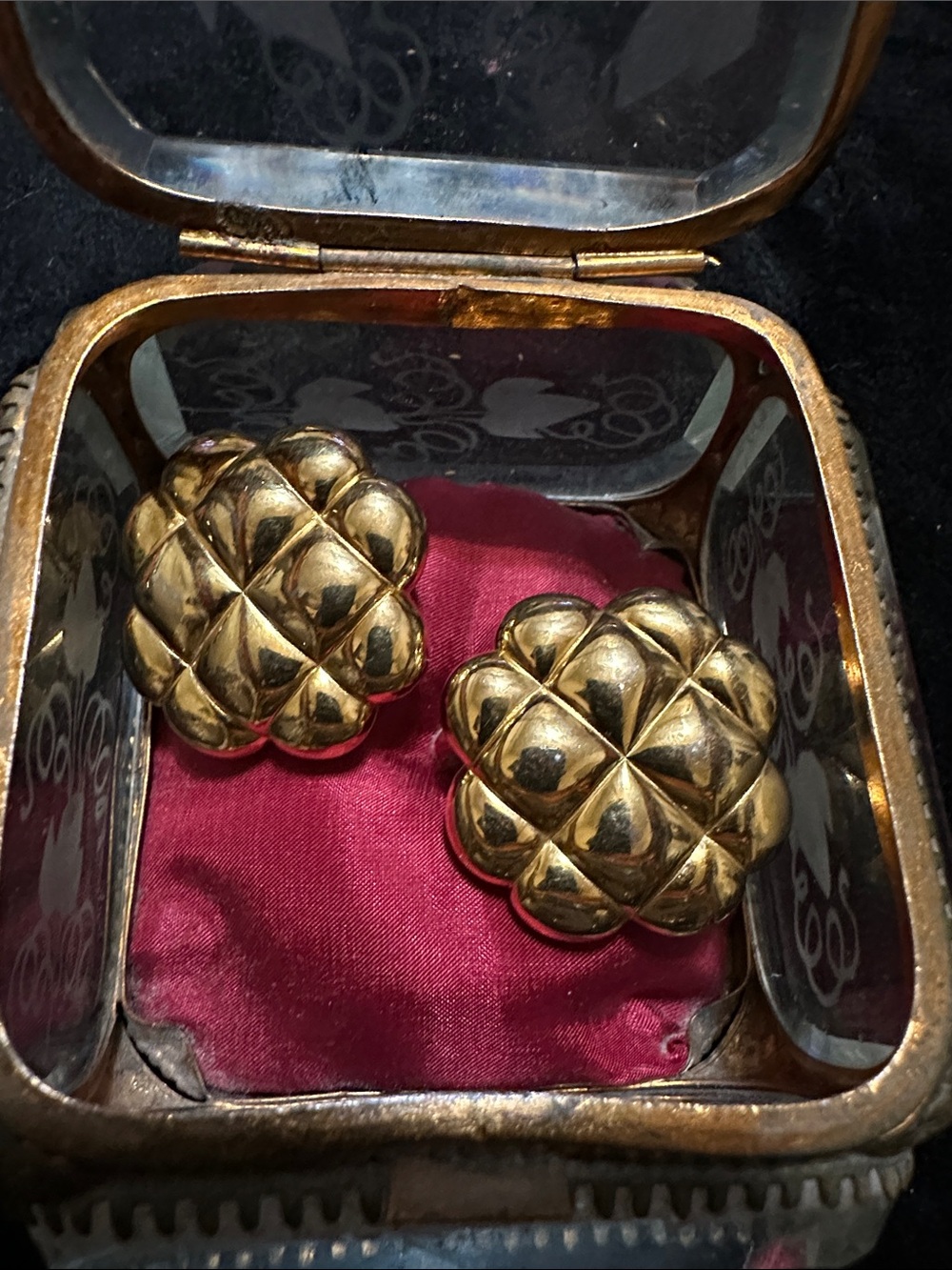 Anne Klein Gold Quilted Dome Clip-On Earrings
